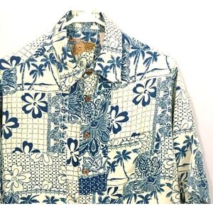 Caribbean Hawaiian Shirt Mens M/L Oversize Floral Patchwork Button Up Silk Blend